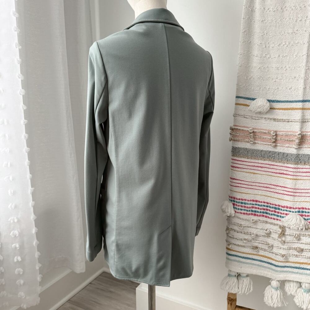 Athleta Eastbound Minimalist Seafoam Sage Green Open Front Blazer Women’s Size 4 - Picture 7 of 13